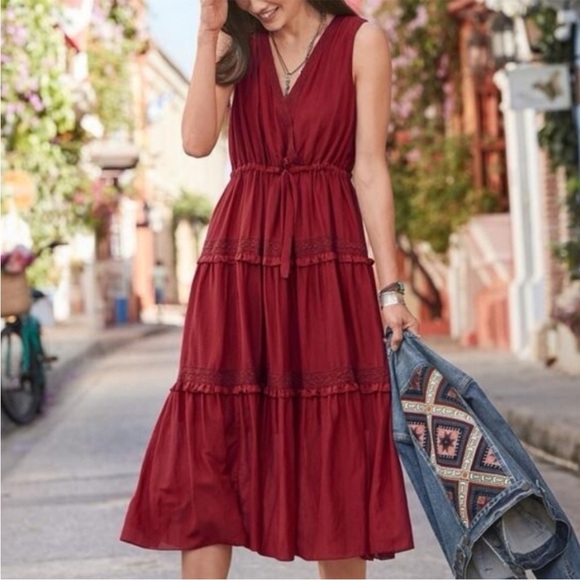Sundance Dresses & Skirts - EUC Sundance Zura Silk Blend Tiered Surplice Sleeveless Midi Dress Medium